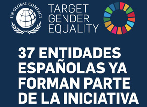 Detalle del cartel Target Gender Equality, del que forman parte 37 entidades españolas.