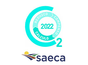 Logotipo SAECA e ilustración huella de carbono